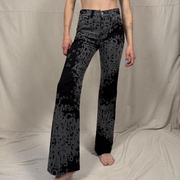 Vintage Moschino Jeans Peace Sign Pants - Y2K Logo Print - Size 28 - Picture 3 of 8